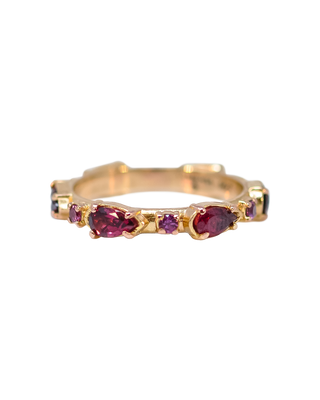 Rose Gold Pear Rhodolite Ring
