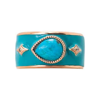 TURQUOISE PEAR ENAMEL WIDE BAND STACK RING
