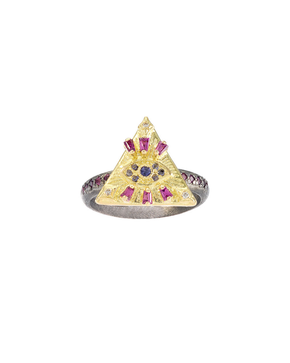 TRIANGLE EVIL EYE RING – Armenta Collection