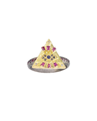 TRIANGLE EVIL EYE RING