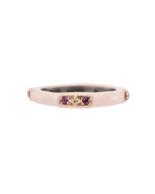 14kt Rose Gold & Blackened Silver Light Pink Enamel Stack Ring