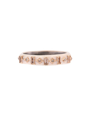 14kt Rose Gold & Sterling Silver Light Pink Enamel Stack Ring