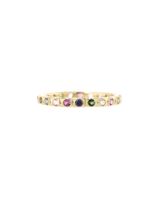 MULTI COLORED GEMSTONE STACK BAND RING
