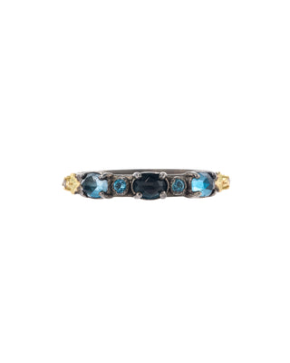 CHAMPAGNE DIAMOND & LONDON BLUE TOPAZ STACK RING