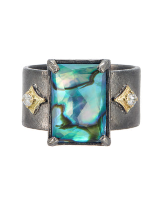 Blue Mother-of-Pearl Diamond Ring