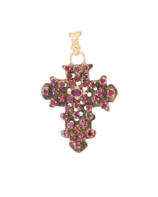 18kt Yellow Gold Artifact Cross Enhancer with Rubies