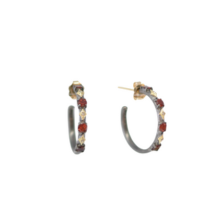 16.5mm Crivelli and Garnet Hoop Earrings