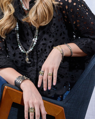 18kt Yellow Gold & Sterling Silver Tourmaline Paperclip Huggie Bracelet