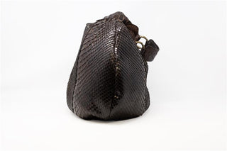 LARGE SLOUCHY HOBO IN BROWN PYTHON WITH CAIMAN STRAP