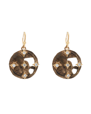 18kt Yellow Gold & Chocolate Patina Artifact Earrings
