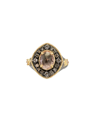 CHAMPAGNE DIAMOND AND MORGANITE COCKTAIL RING