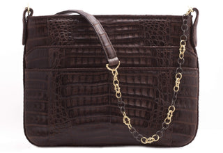 Handbag Slip pocket shoulder bag with chocolate caiman