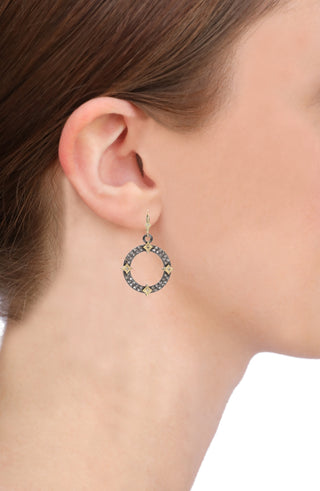Diamond Pave Circle Drop Earrings