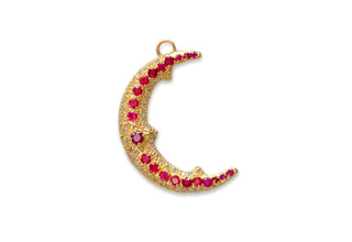 Yellow Gold Pave Crescent Moon Charm