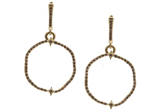 Round Organic Pave Drop Earrings