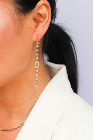 PAPERCLIP WITH DIAMOND DROP EARRINGS