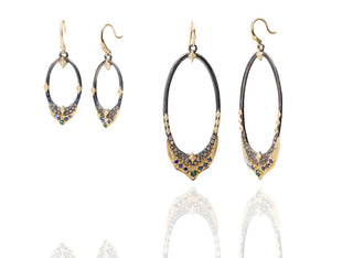 LARGE ELONGATED POINTED OVAL DROP EARRINGS