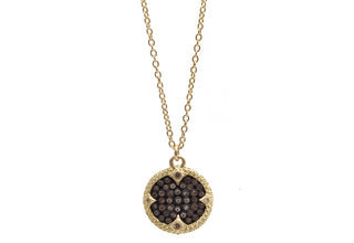 Carved Pave Disc Necklace