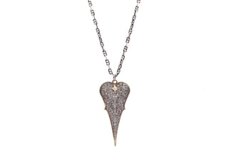 Champagne Diamond Pave Heart Shield Necklace