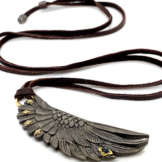 Wing Pendant Leather Necklace