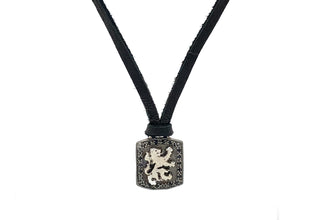 Lion Shield Pendant Leather Necklace