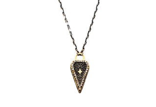 Pave Heart Shield Necklace