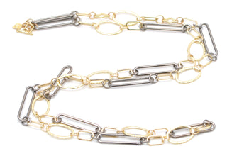 Oval and Silver Rectangle Paperclip Necklace