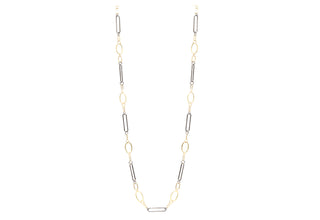Oval and Silver Rectangle Paperclip Necklace