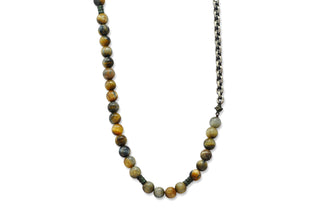 Chain and Tiger Eye Beaded Necklace