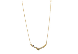 17.5" STATEMENT NECKLACE WITH YELLOW GOLD CURVED BAR
