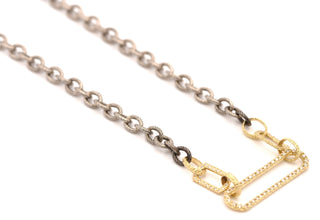 17"  CHAIN LINK NECKLACE WITH PAVE PAPERCLIP