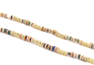 32" BEADED NECKLACE WITH ANCIENT ROMAN GLASS AND CARVED
