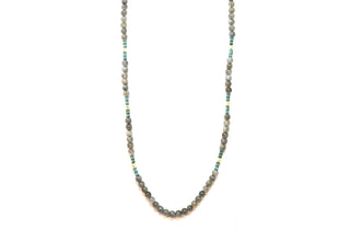 26" ARTIFACT AND LABRADORITE SMOOTH BEADED NECKLACE
