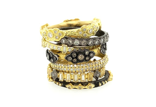Pave Scroll Station Stack Band Ring