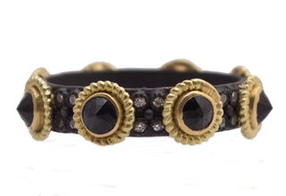 Rose Cut Black Sapphires Stack Band Ring with diamonds