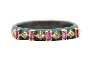 CRIVELLI AND PINK BAGUETTES ENAMEL STACK RING