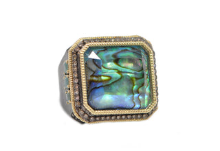 BLUE MOTHER PEARL COCKTAIL RING
