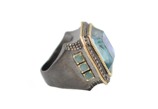 BLUE MOTHER PEARL COCKTAIL RING