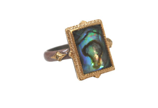 BLUE MOTHER OF PEARL CRIVELLI DUSTY ROSE COCKTAIL RING