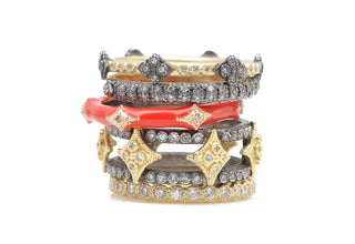 Classic Red Enamel Crivelli Stack Band Ring