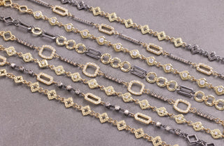 ALTERNATING GOLD AND GREY DIAMOND PAPERCLIP CHAIN BRACELET